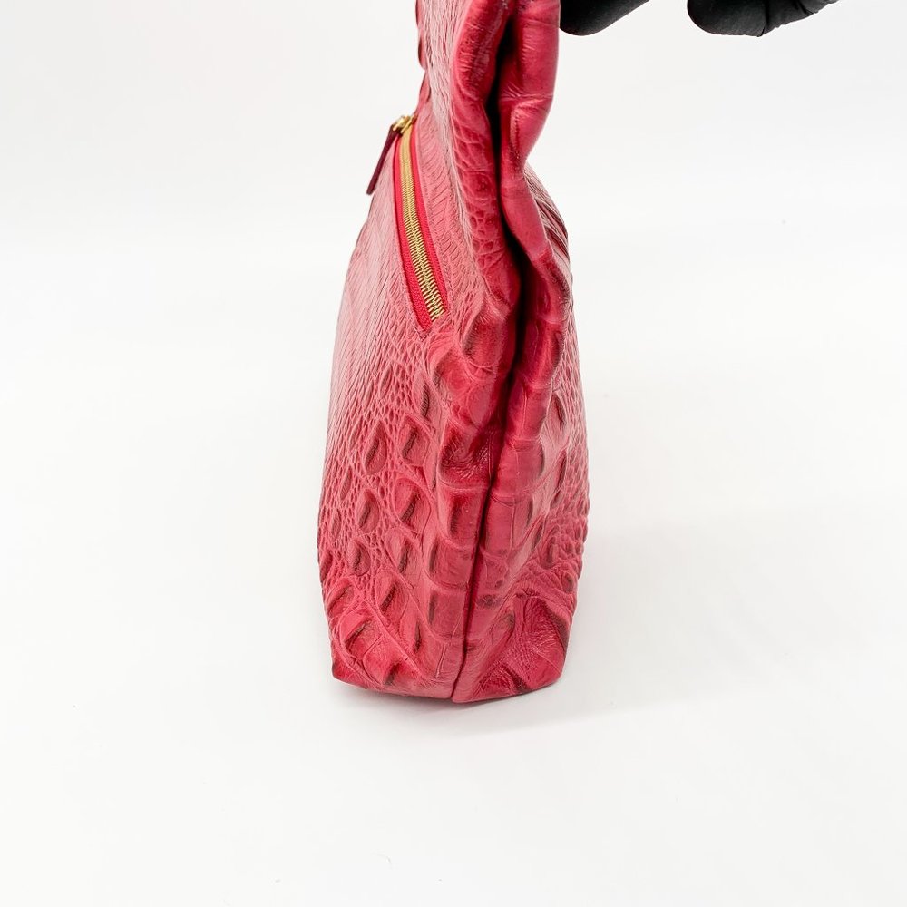 BRAHMIN Croc Fold Over Clutch Purse Pink - Picture 4 of 8